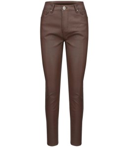 Damskie spodnie PUSH-UP woskowane skinny fit Eleganckie ADELA (Brązowy)