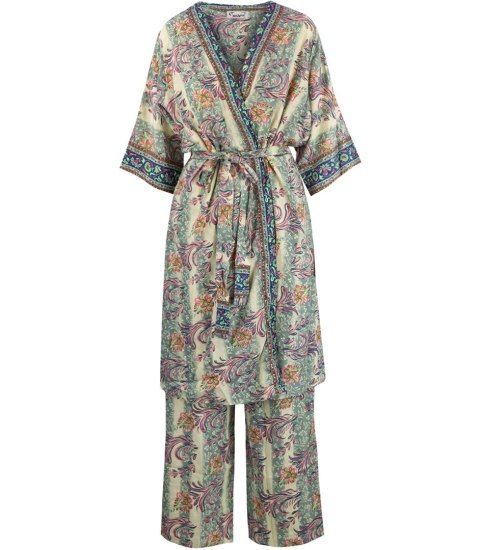 Kolorowy zestaw spodnie i kimono we wzory boho hippie etno MANDALA (Wielokolorowy)