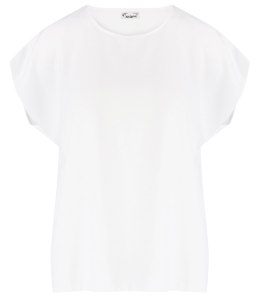 T-shirt pudełkowy bluzka damska bez szwów basic SARA (Biały)