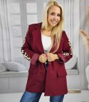 Luźny żakiet marynarka oversize casual w panterkę cętki EVELYN (Czerwony)