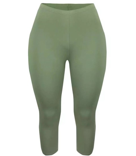 Klasyczne legginsy bezszwowe 3/4 plus size (Zielony)