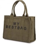 Duża torba shopperka jednokolorowa z napisem "My Bestbag" (Zielony)